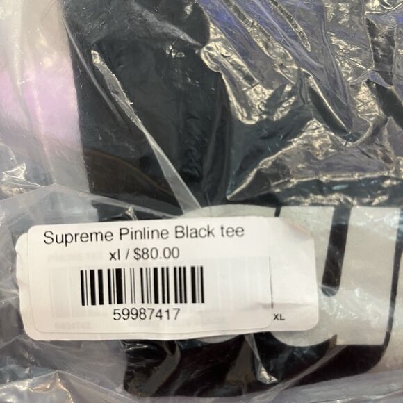 Supreme Black "Pinline" Tee Shirt - Black - Size XL - SS24 New Authentic SEALED - Picture 3 of 3